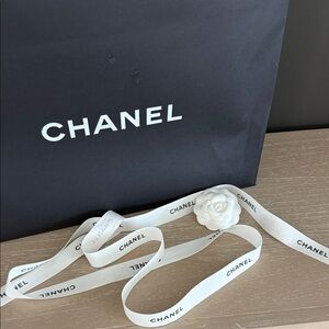 Chanel Ribbon & White Camellia Flower